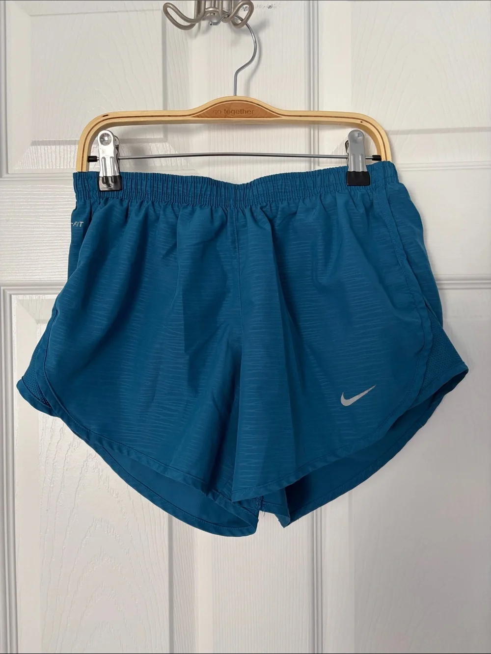 Nike Women's Blue Running Shorts with Reflective Swoosh